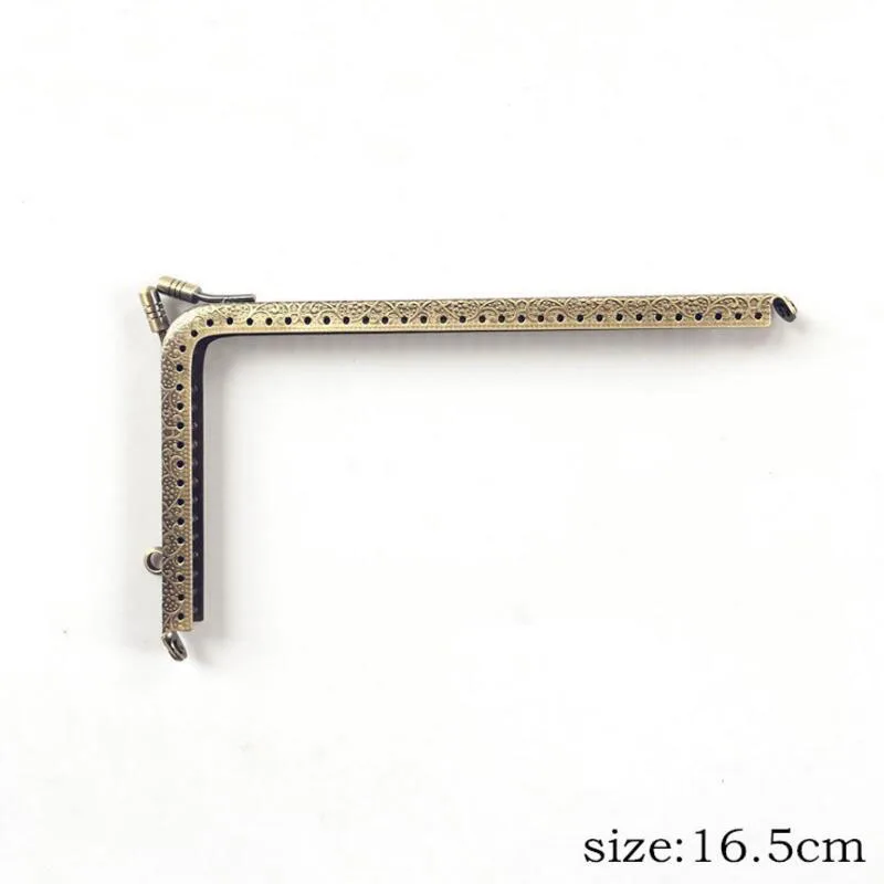 10 PCS 14.5 16.5 18.5cm L shape Embossed bronze Right Angle Coins Purse Frames DIY Metal Kiss Clasp Bags accessory for sewing