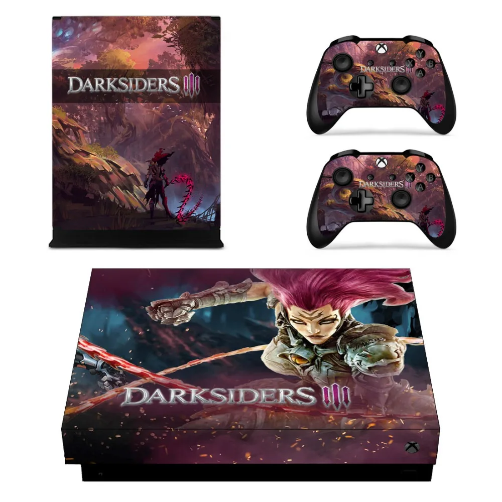 Darksiders 3 skórka naklejka naklejka dla Microsoft Xbox One X konsola i 2 kontrolery dla Xbox One X skórki naklejki winylu