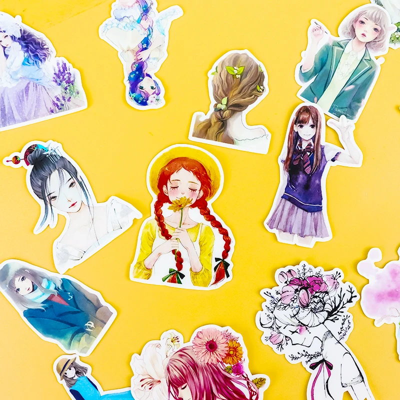 32Pcs Waterproof Anime Girls Expression Homemade Kids Toys Sticker For Refrigerator Luggage Skateboard Phone DIY Stationery