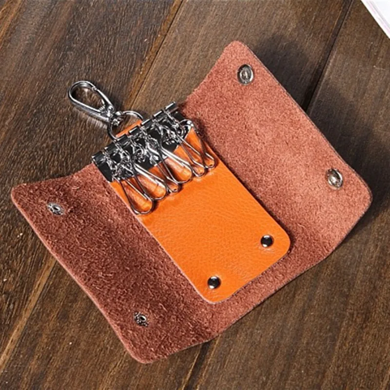 

Wholesale fashion housekeeper men women genuine leather key wallet holder case cover organizer car keychain wallet bag gifts