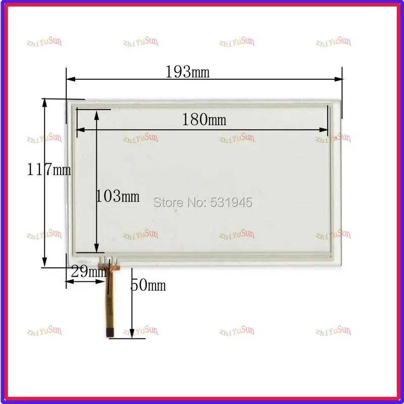 

ZhiYuSun 078005 NEW 7.8 Inch Touch Screen193mm*117mm 4 wire resistive USB touch panel overlay kit digital product 193*117