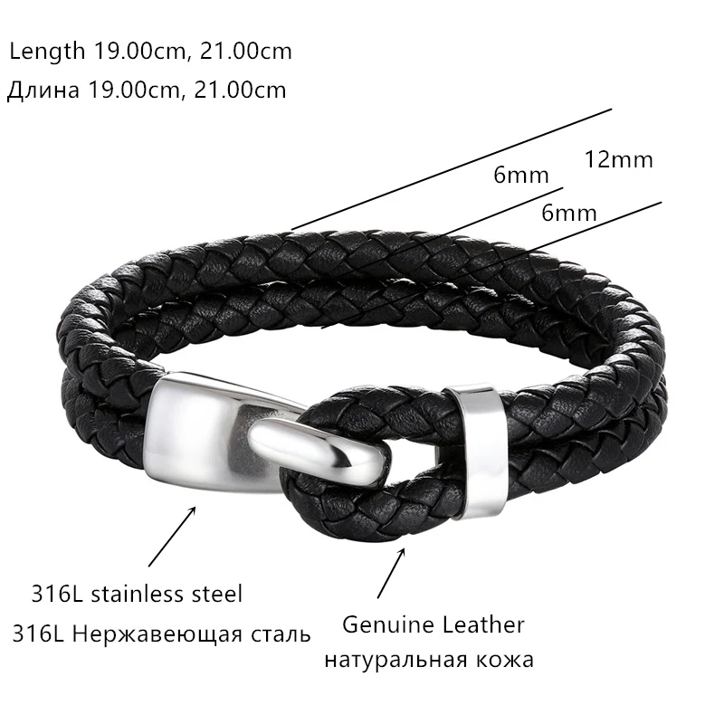 2023 High Quality Creative Black Multi-layer Leather Bracelet Men Stainless Steel Anchor Bracelet Fashion Bangles Gifts Pulseras