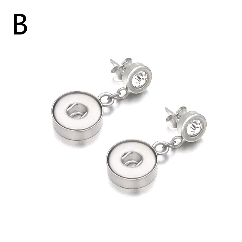 Hot Sale Interchangeable Earring 031 Stainless Steel Earring Fit 12mm Snap Button For Women Charms Design Earrings Jewelry Gift