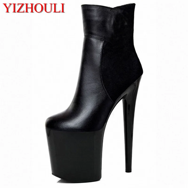 

18-20cm Sexy Platform Boots Woman Stunning Ankle Boots For Women Fress New Sexy Women Leopard 8 Inch High Heels Boots Plus Size