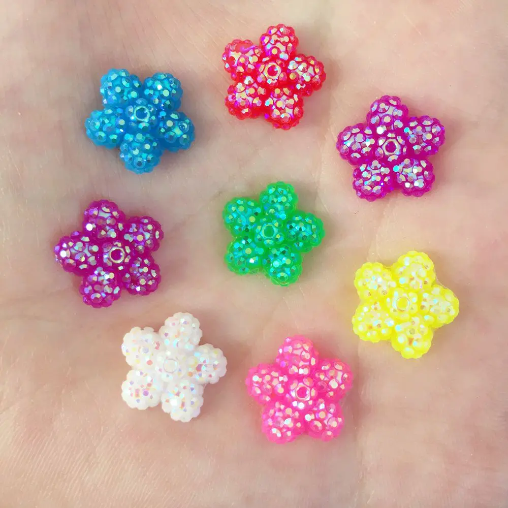 DIY 60pcs 12mm Resin Random mixed Flower Flat Back Wedding Decoration Crafts Buttons F100