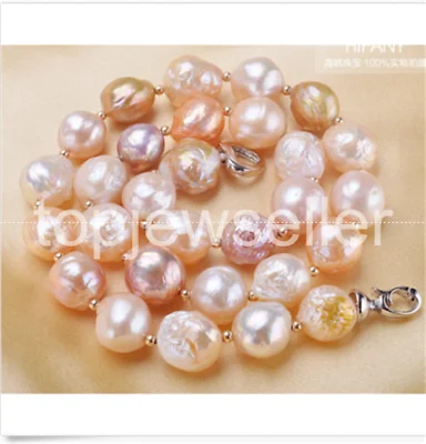 gorgeous 13-14mm south sea natural baroque multicolor pearl necklace 26