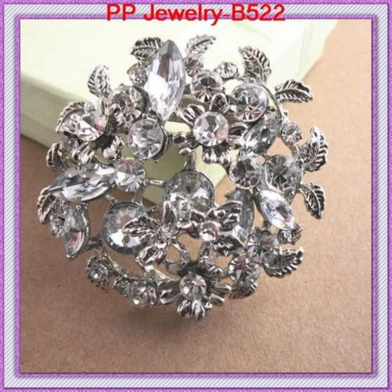 

Silver plated(12pcs/lot)Alloy crystal flower Fashion brooches!!American and European Fashion brooch!!free shipping!!