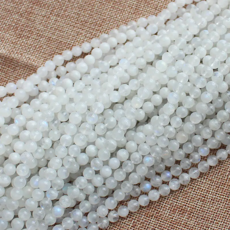 Wholesale Natural Rainbow Moonstone 4-7mm Round Beads 15