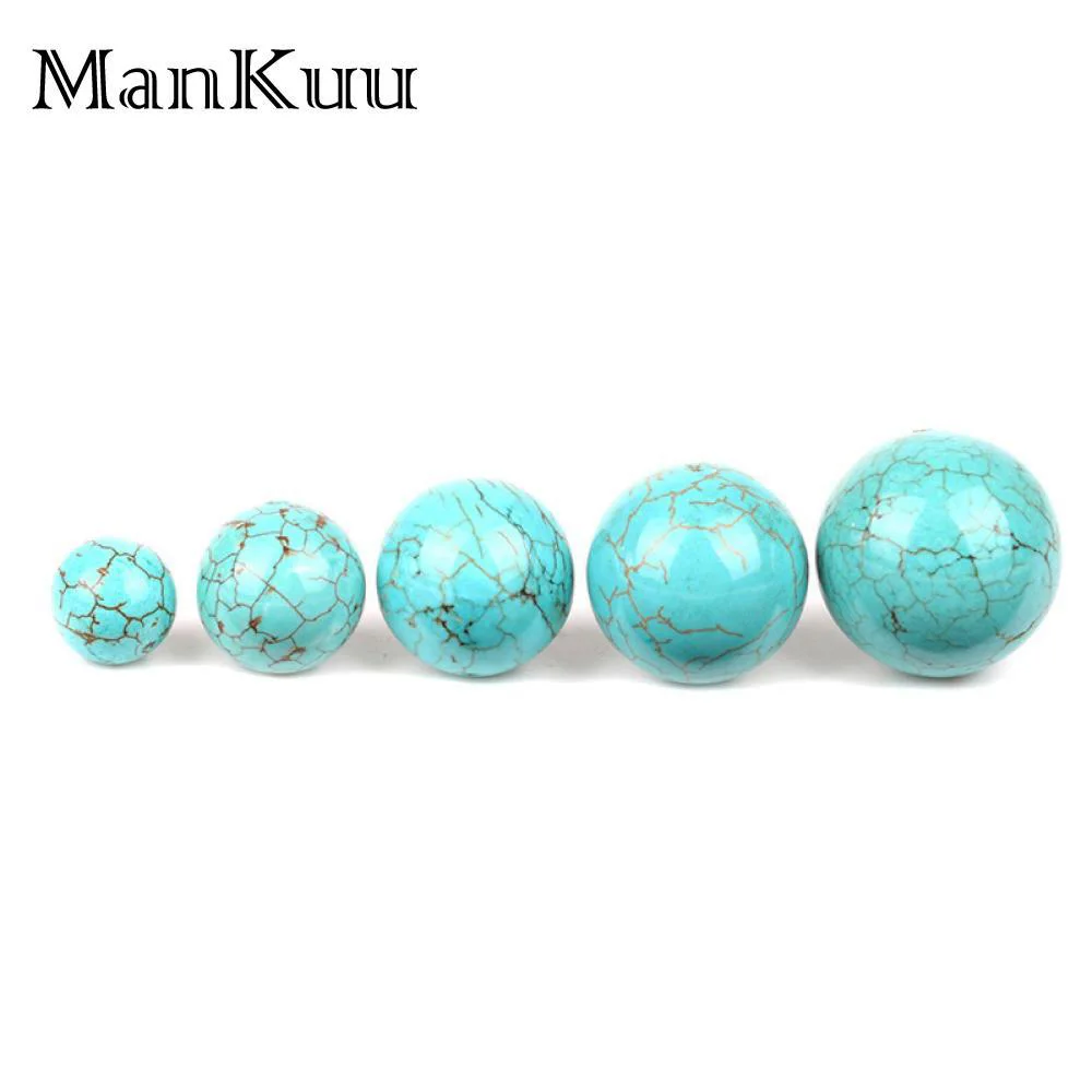 ManKuu 10pcs 6mm-20mm Round Blue Green Stabilized Turquoise Beads Wholesale Stone For DIY Jewelry Making