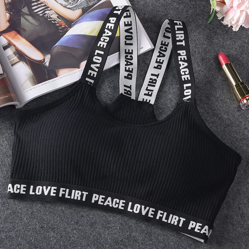 Letter Sports Bra Top Push Up Fitness Running Yoga Bra Underwear Bawełniane topy sportowe dla kobiet Gym Wear Solidna damska odzież sportowa