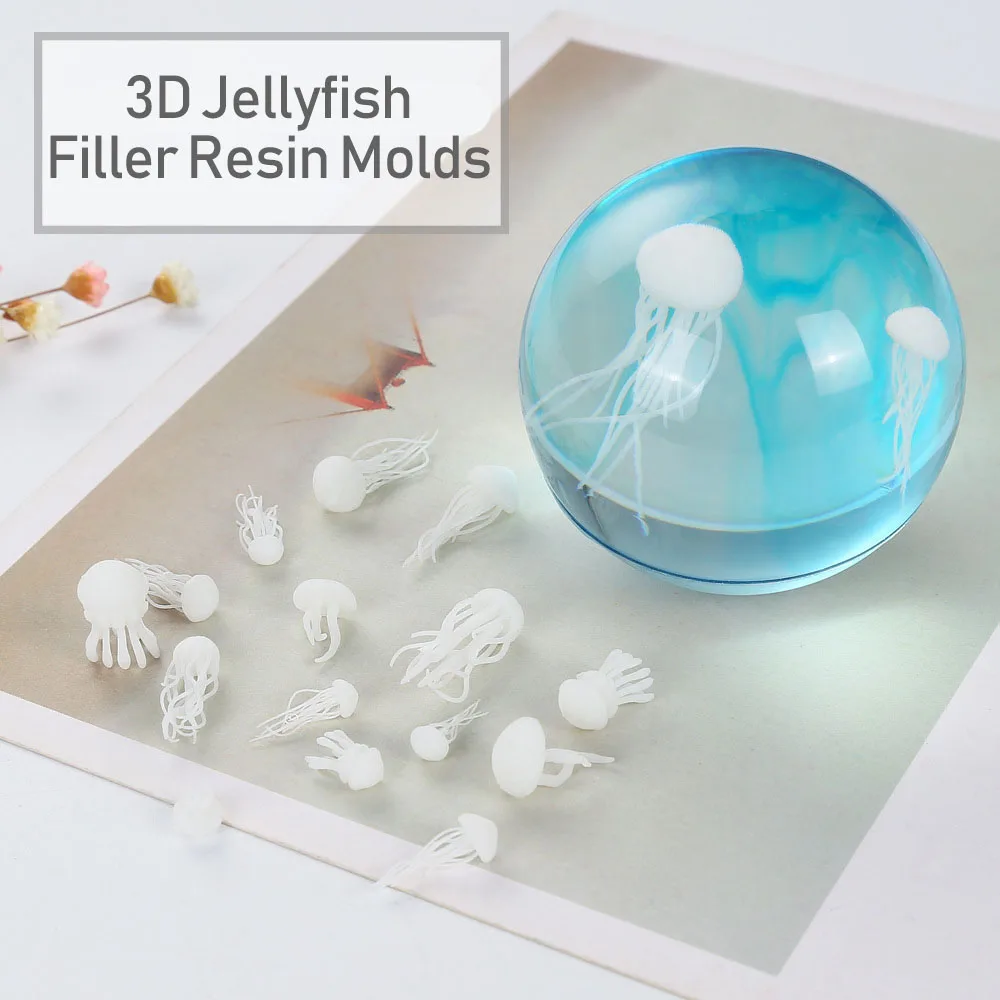 3PC/set Mix Style Crystal Epoxy Mini Ocean Jellyfish Modeling  Epoxy Mold DIY Crafts Filling Supplies UV Accessories Decoration