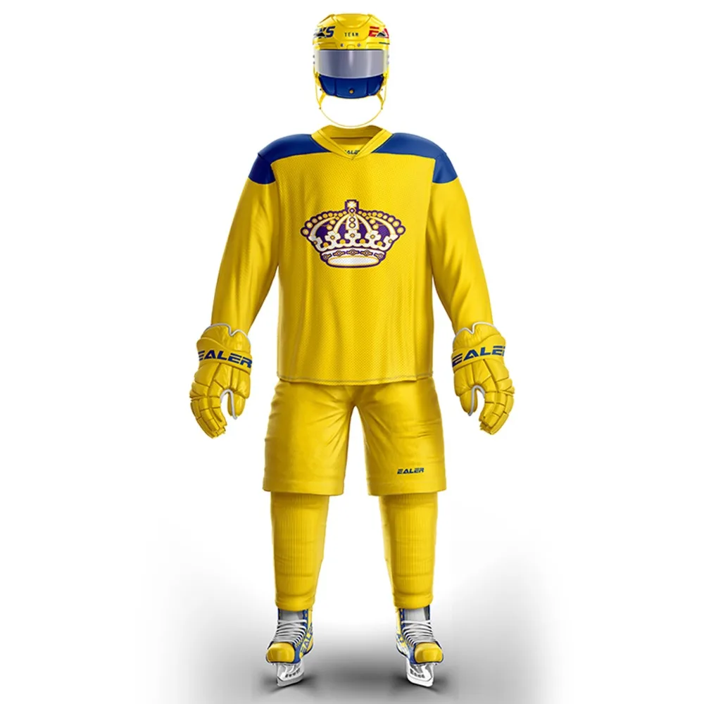 

COLDOUTDOOR yellow ice hockey jersey with a logo accept put your name and number