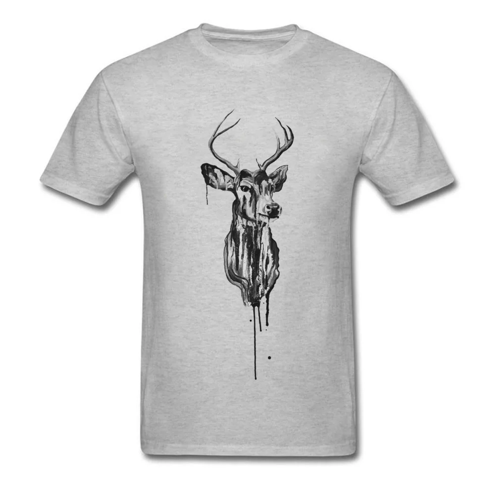 Ca Ink Deer Head Cotton Men T Shirt Lgbt Painting Tops Tees Programmer Fit Zoology Printing Tops Good Quality Free Shipping