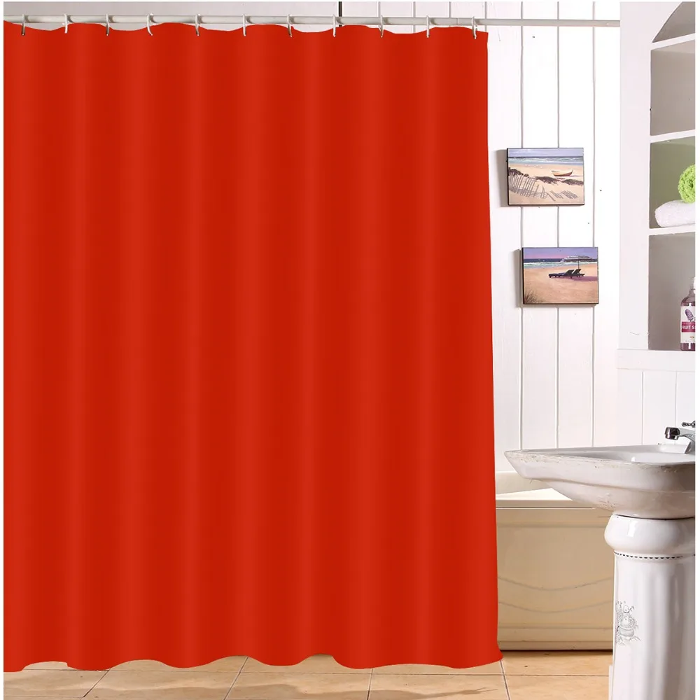 180*200 Waterproof Solid Red Pure Shower Curtains Polyester Print Bathroom Screens Curtain Fabric for Girl Bathtub Home Decor