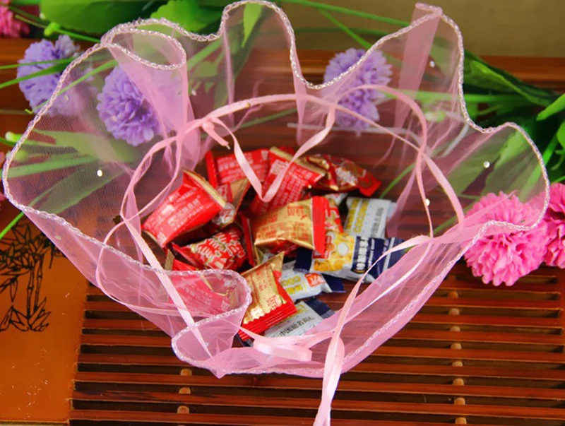 

35cm 100pcs Multi Round Gift Bags For Jewelry/wedding/christmas/birthday Yarn Bag With Handles Diy Packaging Gifts Organza Bags