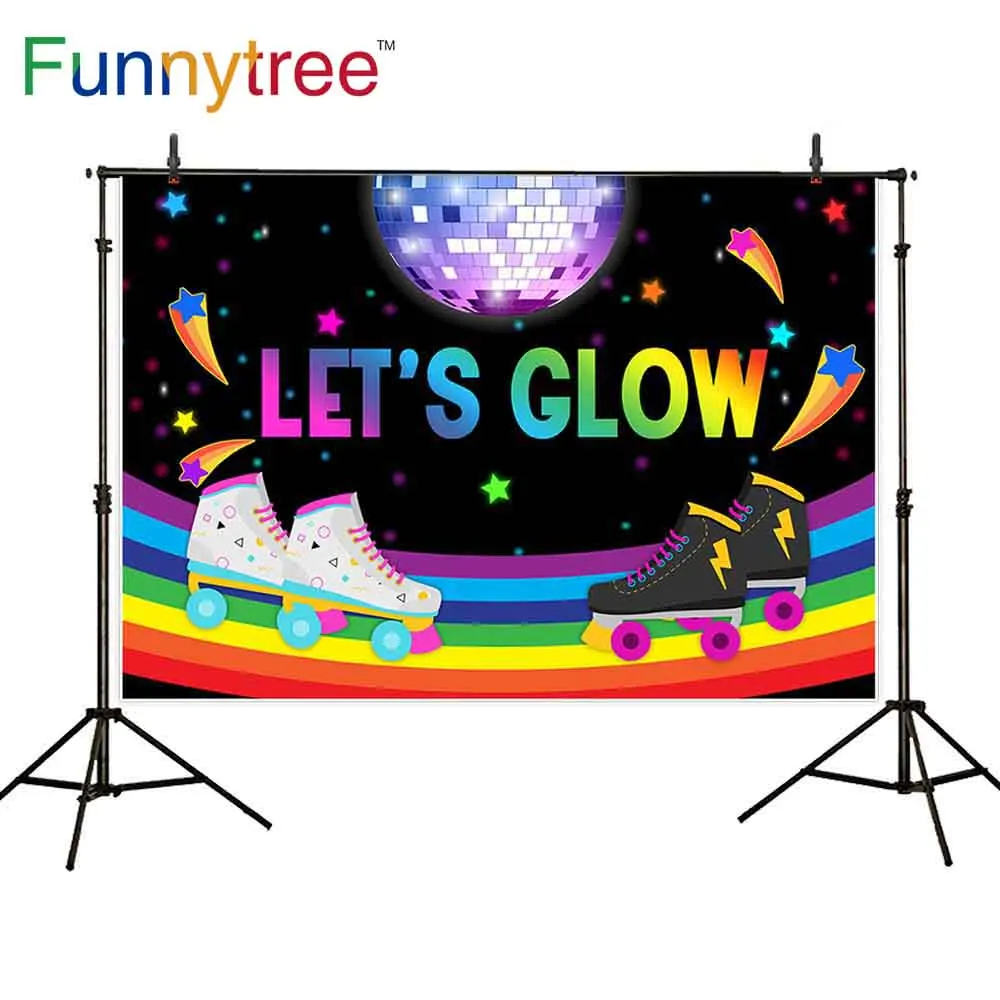 Funnytree background photo Disco Skates rainbow spotlight Shinny Cartoon backdrops photography studio photocall photophone party