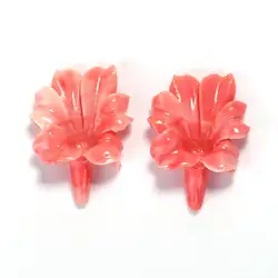 Beads for Jewelry Making Pink Conch Shell Carved Flowers Earring Beads For DIY Jewelry Findings 33x25x9mm 5.2g
