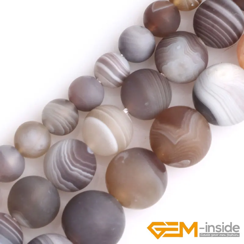 Natural Gem stone Botswana Agates Frost Matte Round Loose Beads For Jewelry Making Strand 15