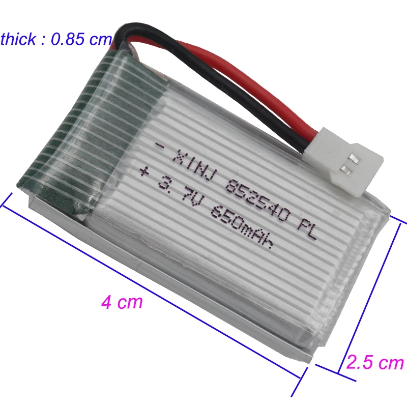 Charger + 2Pcs 3.7V 650MAh 25C Rechargeable Polymer Li Lipo แบตเตอรี่852540สำหรับ Huajun W609-9 W609-10 SYMA x5S-โดรนบังคับ FPV