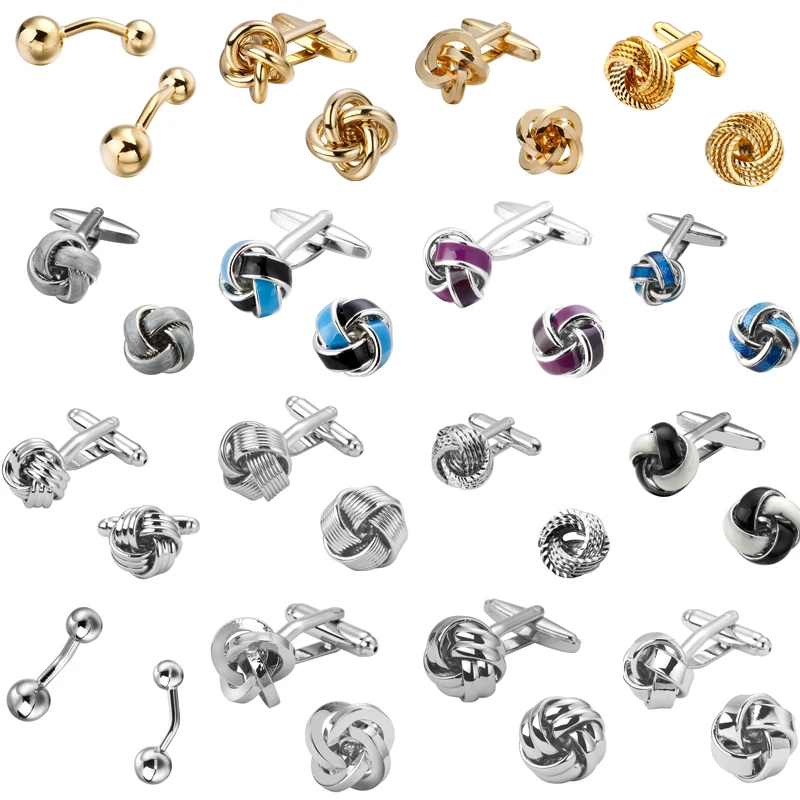 O envio gratuito de camisas masculinas da forma preto dourado prateado abotoaduras moda nó design qualidade superior cobre hotsale abotoaduras