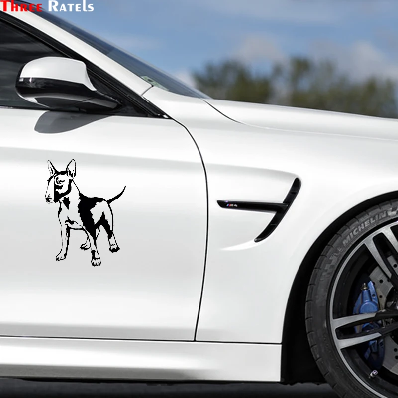 Three Ratels TZ-1895# 15x17.4cm I Love My Bull Terrier Car Sticker Funny Stickers Styling Removable Decal