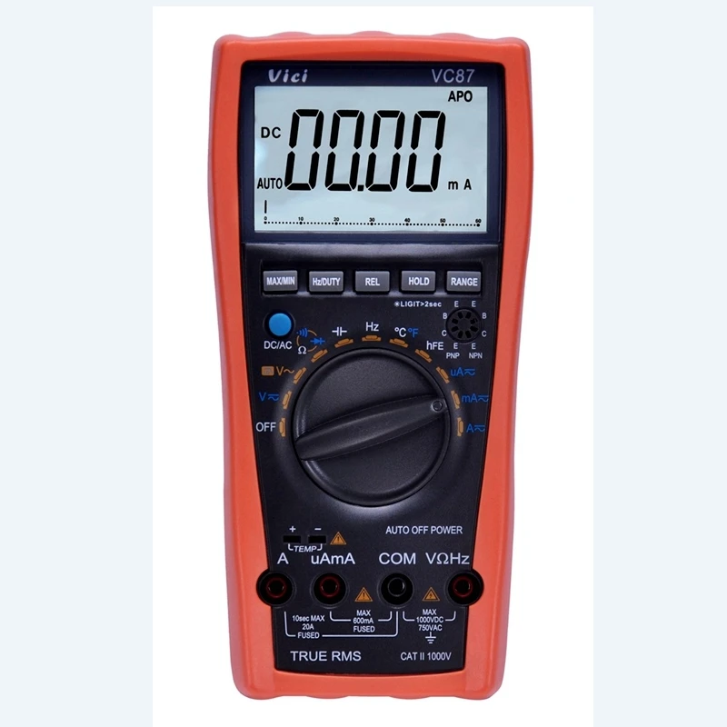 VC87 True RMS Multimeter Digital Multi Meter Analog Tester Thermometer Resistance AC DC Ohm Hz C 6000 Voltmeter Motor Drives