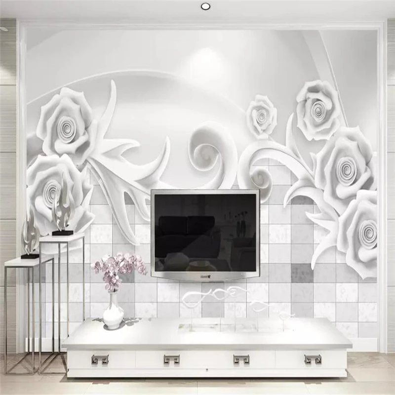 

Decorative wallpaper Nordic modern style 3D embossed flowers background wall