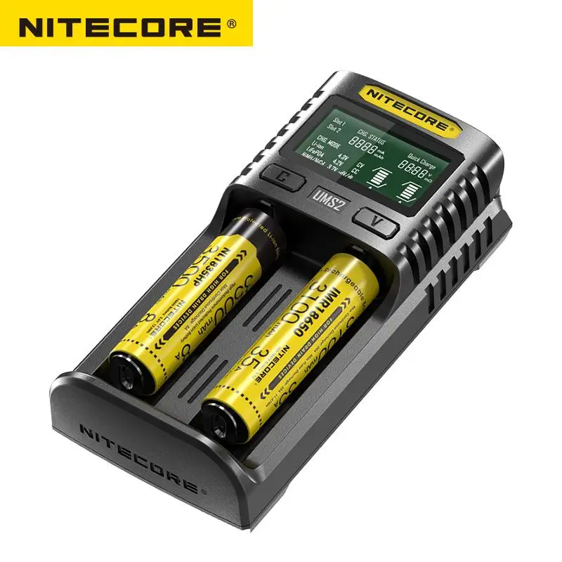 NITECORE UMS2 Intelligent 2- Slot QC Fast Charging Current Multi - Compatible USB Charger