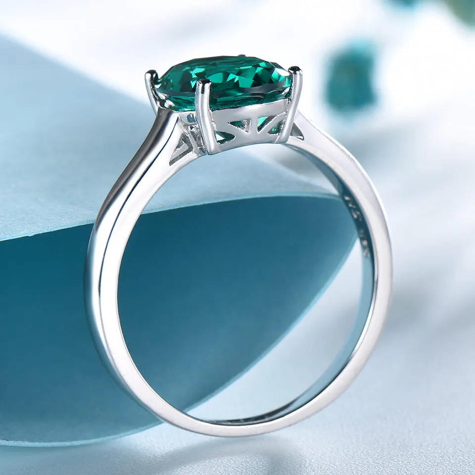 UMCHO luksusowe Nano Emerald pierścionki zaręczynowe dla kobiet oryginalna 925 srebro owalny kamień szlachetny obrączka Fine Jewelry