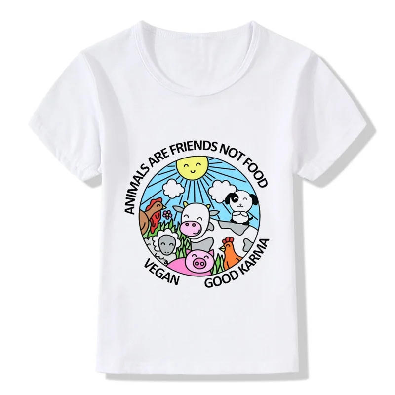 Camisetas divertidas con diseño de animales para niños, camisetas veganas, ropa de verano, HKP5173