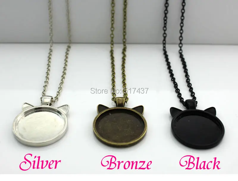CN-00792 2017 New Yawning Cat Necklace Brown Cat Pendant Jewelry Girls Glass Cabochon Necklace HZ2
