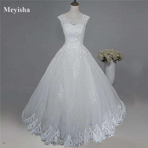 Imagen 1 del producto ZJ9128 personalizado 2024 nuevo estilo de moda blanco marfil vestidos de novia para novias de talla grande Maxi Formal cariño con borde de encaje