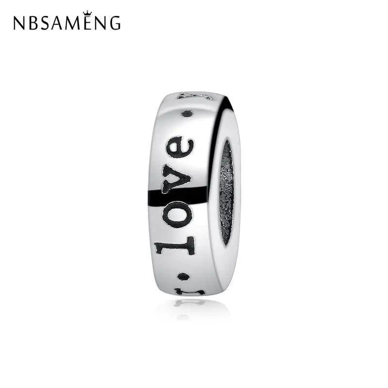 

Original Silver Plated Bead Love You Forever Spacer Charm Fit Bracelets Necklace DIY Women Jewelry