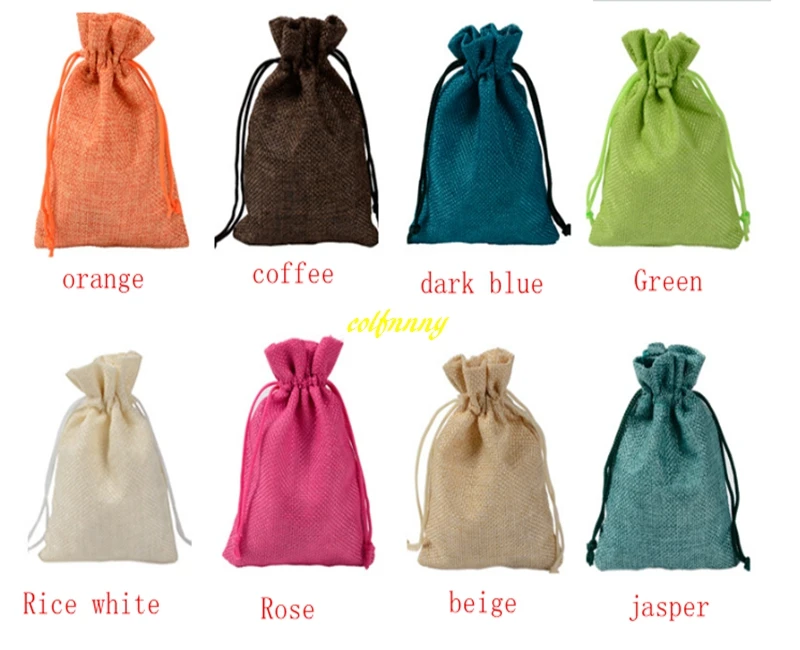 

5000pcs/lot FAST 7x9cm 10x14cm Wedding Favor Christmas Jute Burlap Gift Bags Colorful Drawstring Pouch Linen bag