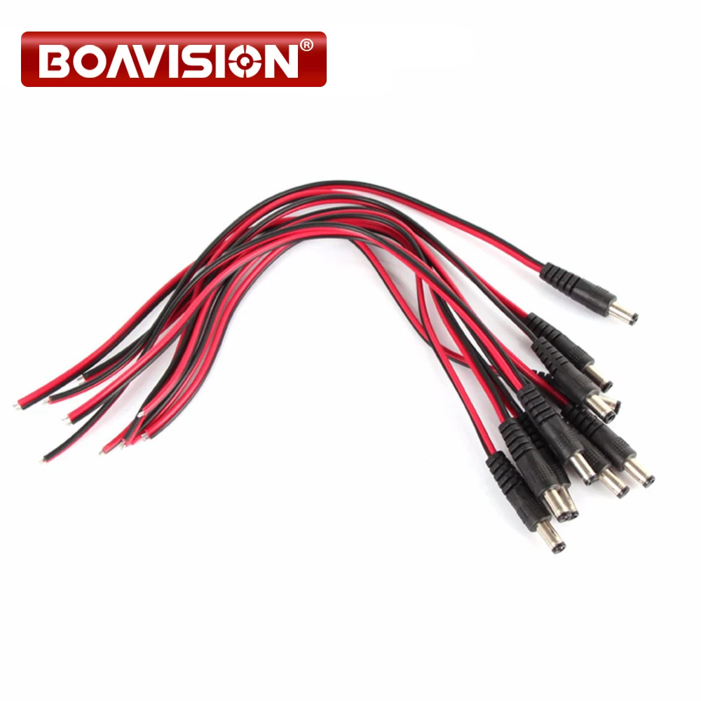 cabo conector de alimentacao dc 12v conector de monitor cctv camera de seguranca rabo de porco macho boavtv 10 100 pecas 01