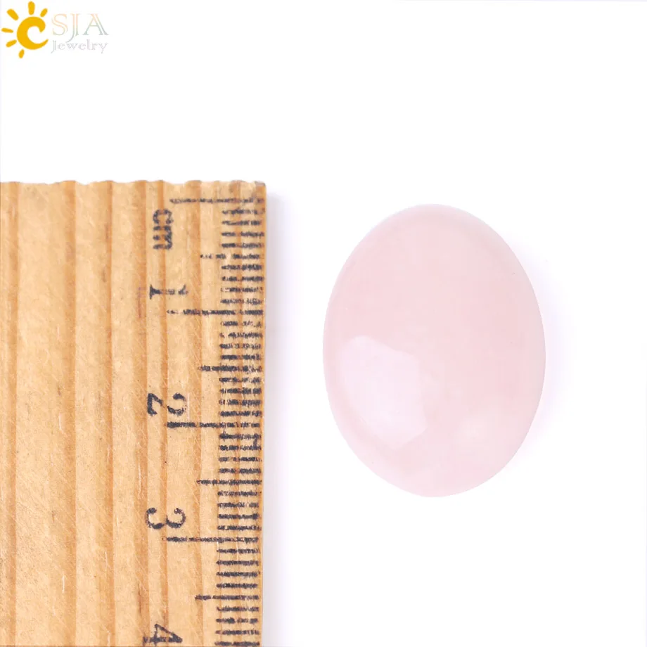 CSJA Natural Pink Crystal Cabochon Bead Oval CAB Quartz No Hole Healing Gem Stone for Women Jewelry Making DIY Fittings 1Pc F531