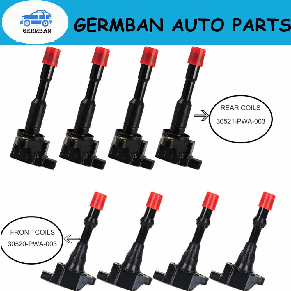 

8PCS/LOT Front&Rear Ignition Coils 30520-PWA-003 30521-PWA-003 For Honda Civic 7 8 VII VIII JAZZ FIT 2 3 II III 1.2 1.3 1.4L