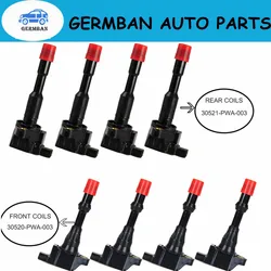 8PCS/LOT 30520-PWA-003 30521-PWA-003 Front&Rear Ignition Coils  For Honda Civic 7 8 VII VIII JAZZ FIT 2 3 II III 1.2 1.3 1.4L