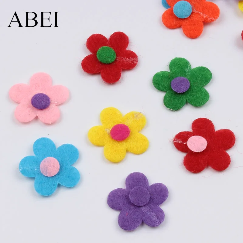 100pcs 15mm mini Flower pads felt patch pad mix colors DIY Ornaments Crafts Scrapbooking Wedding Candy Box Cards Making Decors