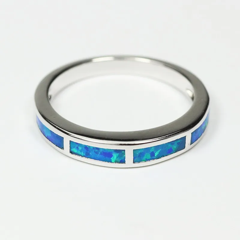 JLR-385   Classic Simple Design Blue Opal Rings Fine Jewelry For Women OL Style Unisex Charm Rings Hot Sale Fashion Jewelry