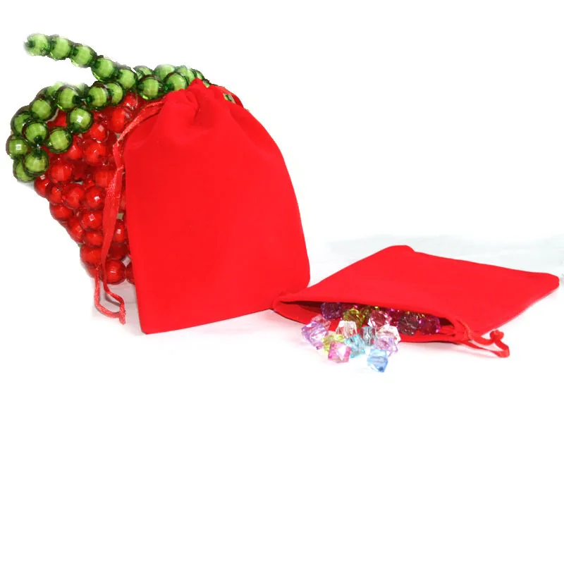 Hot Selling 50pcs 10x12cm Red Velvet Drawstring Pouch Bag/Jewelry Bag,Christmas/Wedding Gift Bag PS-PDA01-02RD