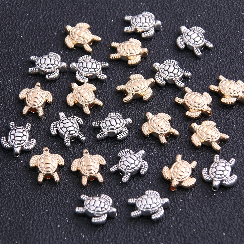 10pcs 12*13mm Two Color Tortoise Turtle Spacer Charms For Diy Beaded Bracelets Jewelry Handmade Making