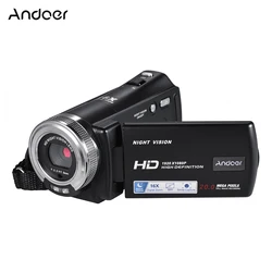 Andoer V12 1080P Full HD Video Camera 16X Digital Zoom Portable Camcorder Night Vision Face Detection Video Camera