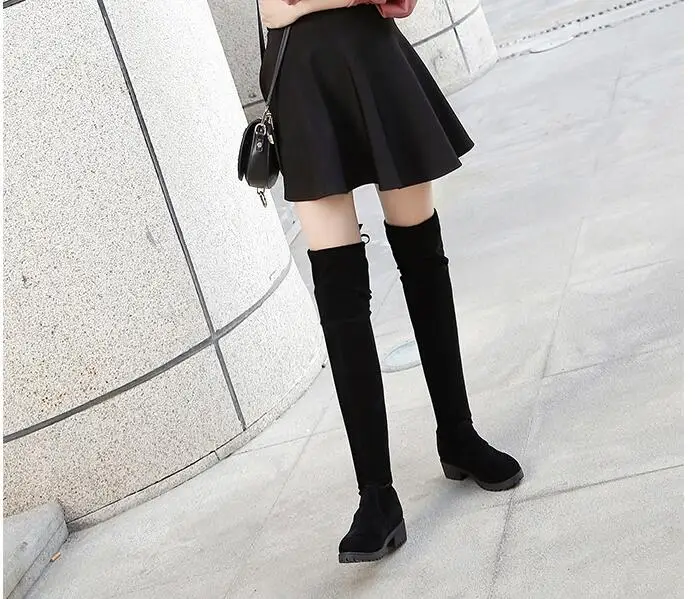 Spring Autumn Women fashion black Boots Autumn spring Boots Classic Female boots  Winter Suede Warm Fur Plush Women Shoes