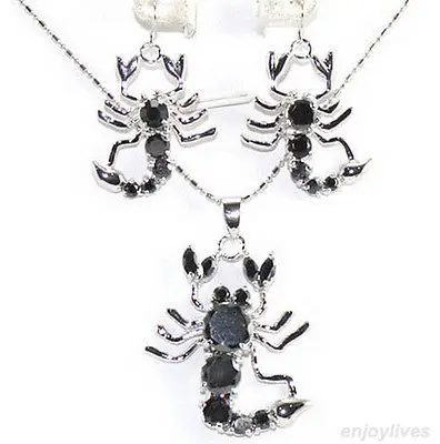 

Red Pink Blue Black Cubic Zirconia Crystal Scorpion Pendant Earrings & Necklace