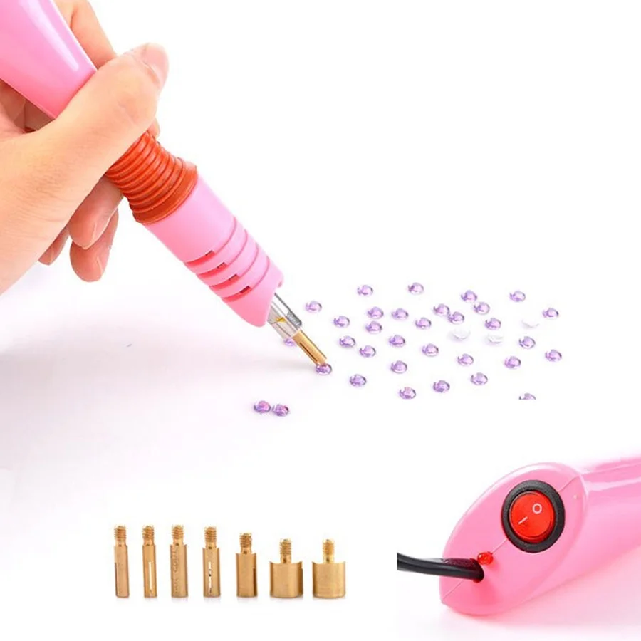 Hot Sale Fast Heated Hotfix Rhinestone Applicator Purple/Pink Hot fix Applicator Iron-on Wand Heat-fix Tool Garment DIY