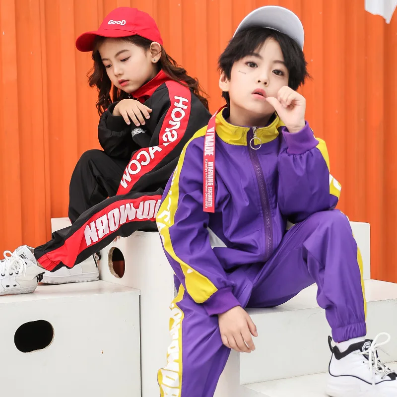 

Kid Hip Hop Clothing Jazz Dance Clothes Running Jacket Coat Pants for Girls Boys Ballroom Costume Dancing Streetwear Dancewear