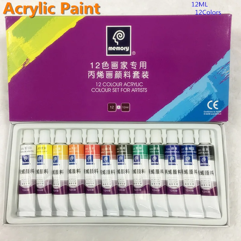 

High Quality Acrylic Paints Tube Set Nail Art Painting Drawing Tool For The Artists 12ML 12 Colors