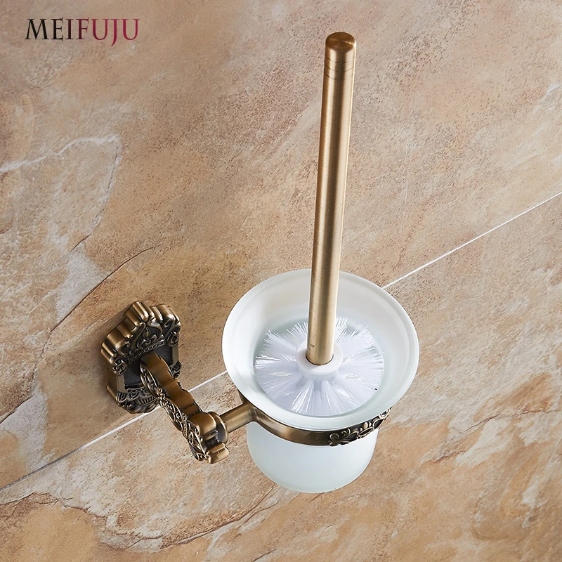 Bathroom White Aluminum Toilet Brush Holder with Shelf Wall Mount Toilet Brush Holder Bronze Holders Bathroom Accessories