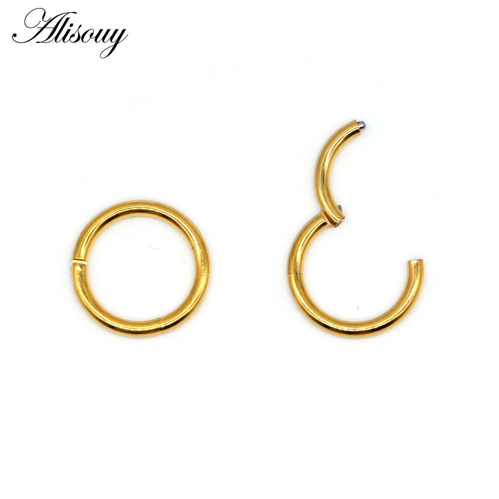 Alisouy 1PC Steel Tiny Nostril Segment Septo Nose Rings Captive Ear Nose Hoop Piercings Clip on Helix Rings Body Jewelry 7 Color